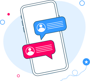 Online chat messages text notification on mobile phone vector or flat cartoon smartphone sms speech bubbles push alerts on screen, digital or electronic chatting on cellphone